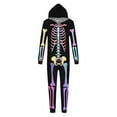 thumbnail image 5 of HNMKIU Halloween Family Matching Skeleton Print Hooded Zip-Up -Piece Pajama Jumpsuit For Mom And Child Cozy Cosplay Outfit Set, 5 of 6