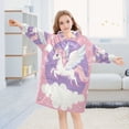 thumbnail image 5 of Wearable Blanket with Sleeves and Pocket Oversized Hooded Sweatshirt 3-14 YR Flying Unicorn with Wings S, 5 of 7