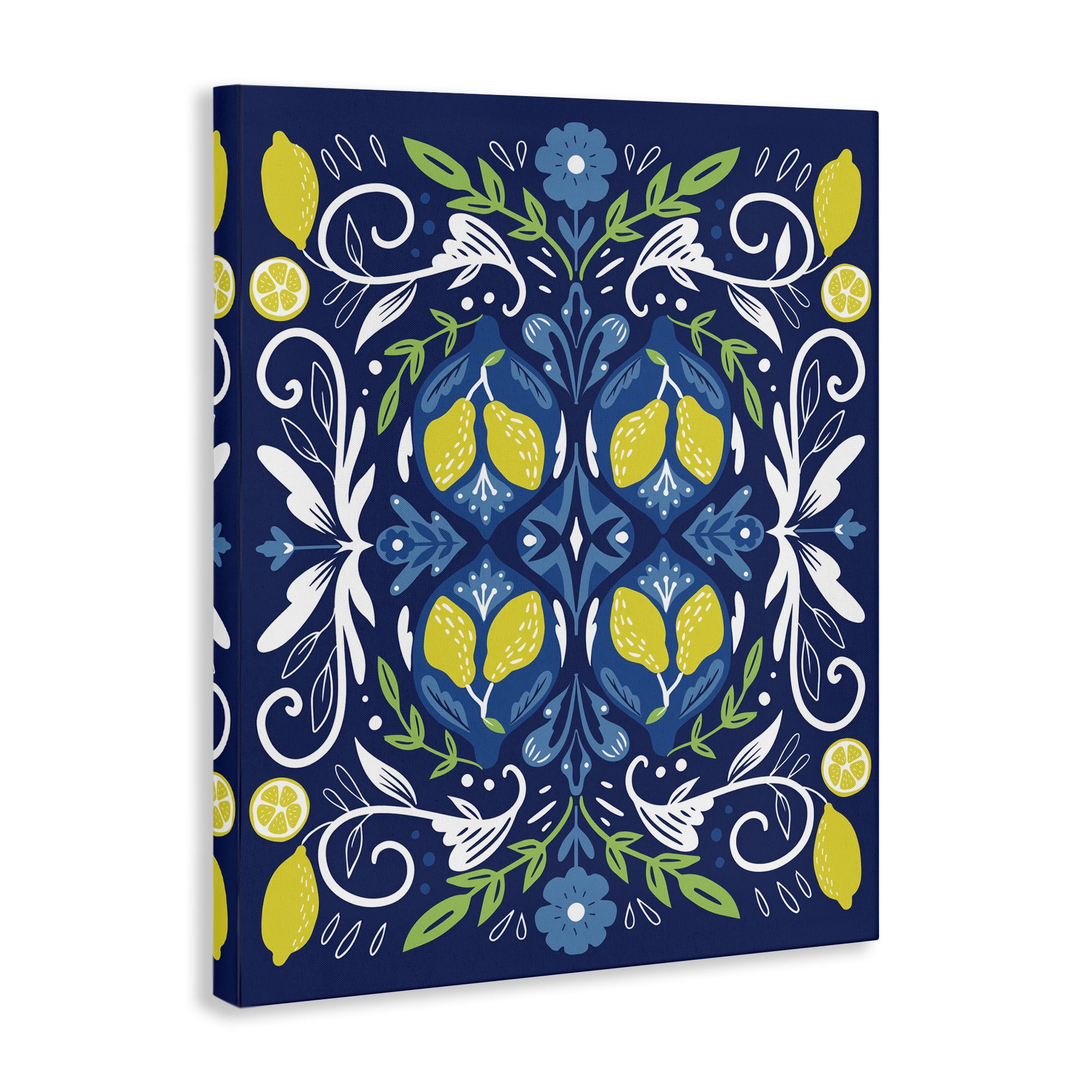 Stupell Industries Mosaic Floral Pattern Food & Beverage Painting Wrapped Canvas Art Print Wall Art, 16 x 20