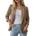 thumbnail image 2 of YDFCWXW Women Long Sleeve Blazer Open Front Cardigan Jacket Work Office Blazer Khaki, M, 2 of 8