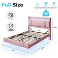thumbnail image 3 of NEGYLIM Floating Bed Frame Full Size with LED Lights, Easy to Assemble, Metal Platform Bed with Storage Headboard, No Box Spring Needed, Pink, 3 of 12