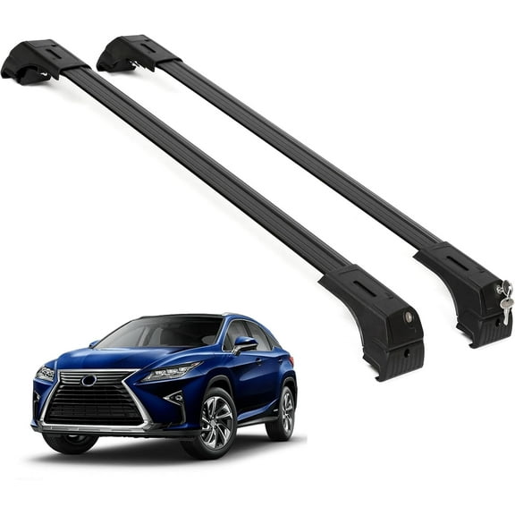 ERKUL Roof Rack Cross Bars for Lexus RX350L RX450H RX450HL 2016-2022 | Aluminum Crossbars with Anti Theft Lock for Rooftop | Compatible with Flush Rails - Black