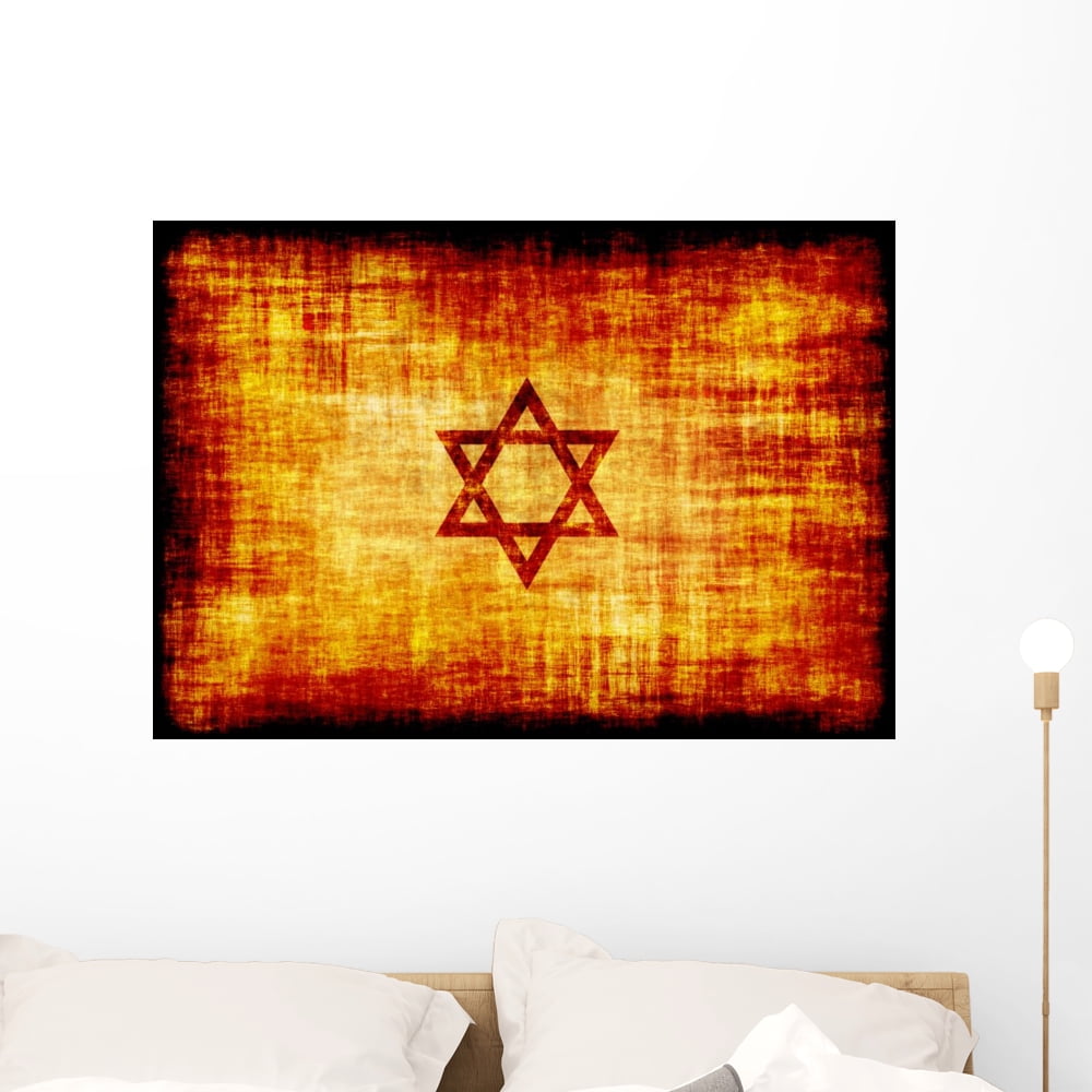 Jewish Star Engraved Parchment Wall Mural Decal Sticker, Wallmonkeys