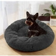 thumbnail image 3 of BODISEINT Faux Fur Dog Bed Cat Bed,Shag Round Anti-Anxiety Pet Calming Bed Doughnut Cuddler for Medium Large Puppy Dog Cat Kennel Cushion Self Warming Bed(L(27.6" Dx7.9 H), Dark Grey), 3 of 7