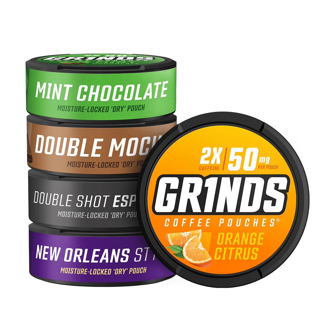 Grinds Coffee Pouches 2x Caffeine Pack Double Shot Espresso, Double Mocha, Mint Chocolate