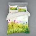 thumbnail image 2 of Ambesonne Watercolor Bedding Set 3 Pcs, Purple Cosmos Flora, Twin, Purple Apple Green White, 2 of 3