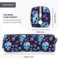 thumbnail image 3 of Fotbe Skull Flower Blue Pattern Leather Pencil Case, Pencil Pouch with Durable Zipper, Compact and Stylish Organizer for Stationery, Art Supplies, Travel Essentials, 3 of 7
