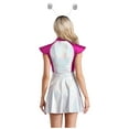 thumbnail image 2 of Aislor Women Robot Alien Cosplay Costume Metallic Outer Space Man Outfit A-line Dress with Headwear Hot Pink M, 2 of 7