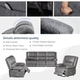 thumbnail image 6 of AECOJOY 3 Pieces Recliner Sofa Set with Massage Heated Function, Home Theater Seating Leather Couch Set with Side Pockets, Gray, 6 of 8