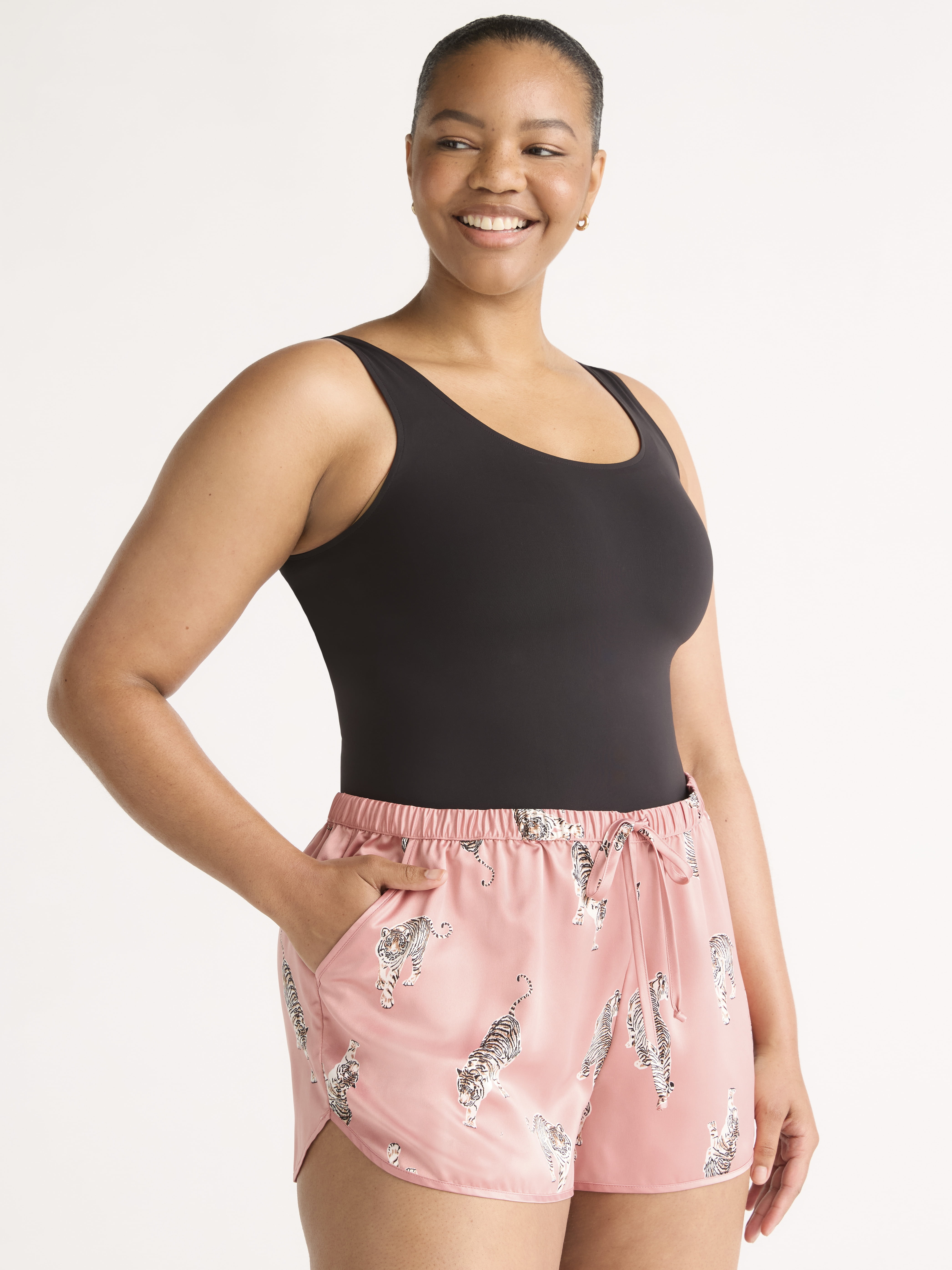 Joyspun Women’s Satin Shorts, 3'' Inseam, Sizes XS-3X