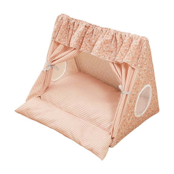 All Season Kitty Bed Tent Semi Enclosed Removable and Washable for Small and Medium Puppies and Moggy Cute Pet Supplies for Travel (Pink)