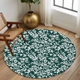 thumbnail image 2 of Round Rug 7Ft Washable Non-Slip, Dark Green Spring Floral Circle Area Rugs for Living Room Bedroom, Farmhouse Flowers Elegant Pastoral Indoor Floor Mats Carpet Runner for Home Decor Aesthetic, 2 of 8