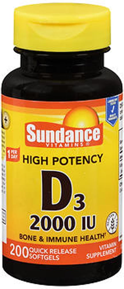 Sundance Vitamins High Potency D3 Softgels, 2000 IU, 200 Count