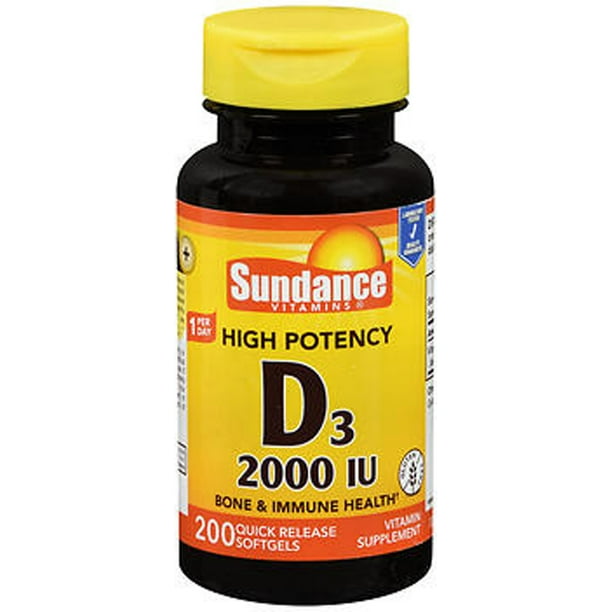 Sundance Vitamins High Potency D3 Softgels, 2000 IU, 200 Count