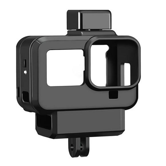 Cage Case Vlogging Protection Frame with Microphone Cold Shoe Mount and Lens Filter Adapter Action Camera Vlog Accessories Compatible with GoPro 8