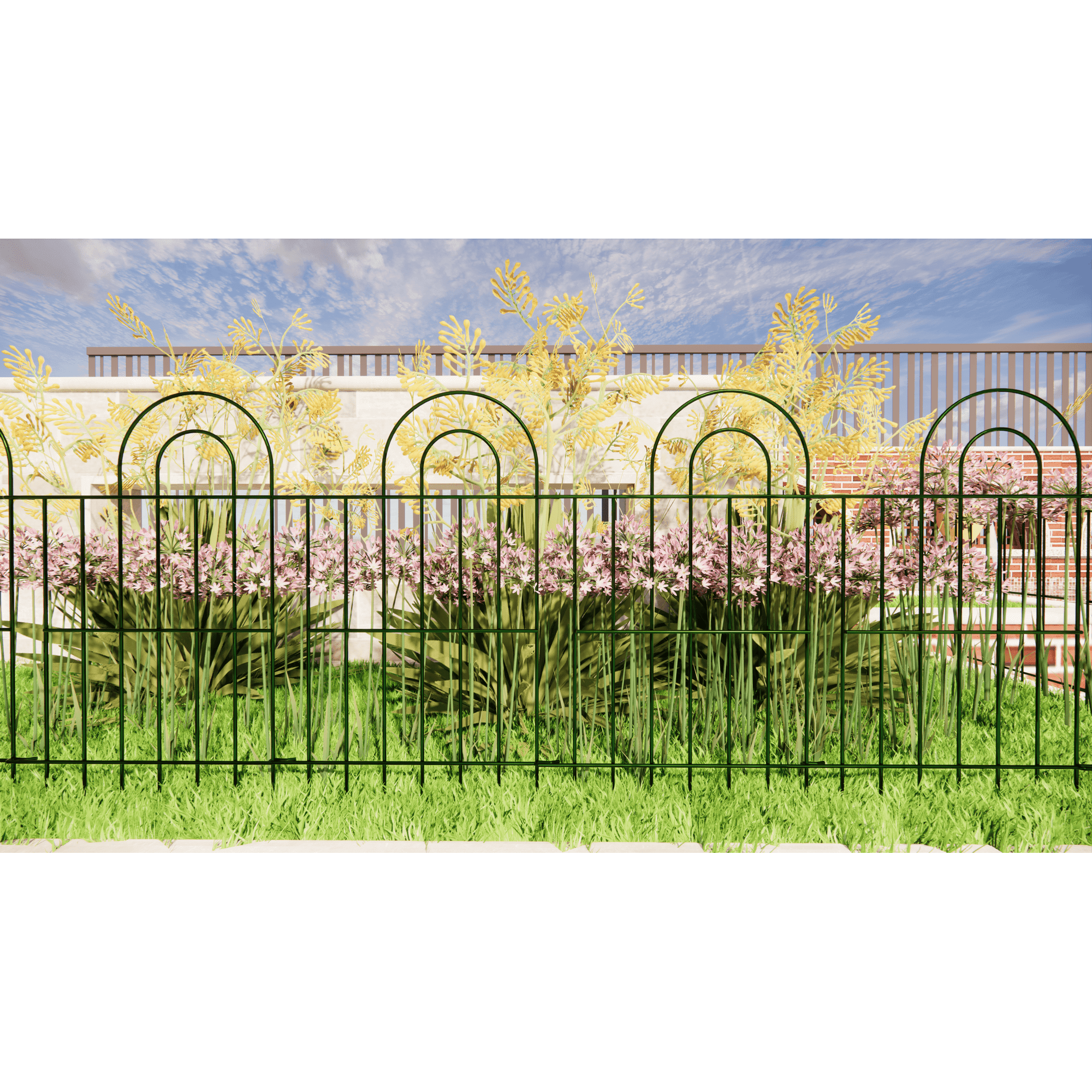 Holaki 14 Panels 32 in(H) X 20.4ft(L)Decorative Outdoor Garden Fence for Yard Animal Barrier Fencing Galvanized Rustproof Metal Fence Panels Garden Fencing for Flower Bed Fence Dark Green