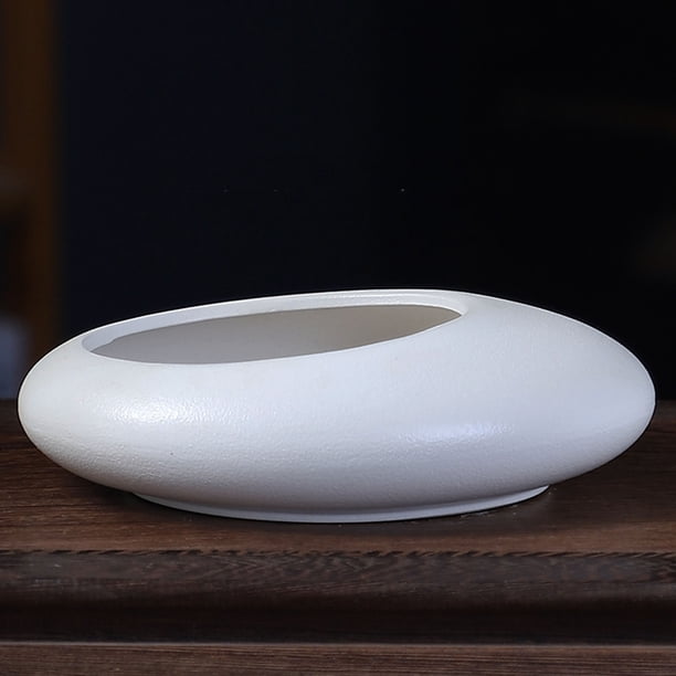 Fiudx Cuenco de Loto Inclinado, Elegante Recipiente Decorativo de Cerámica, Macetero Hidropónico Versátil, Pecera de Fácil Mantenimiento, Decoración para El Hogar y La Oficina, Tamaño Compacto para E