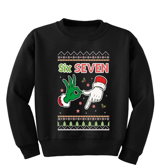 Wild Bobby 6 7 Christmas Hands Christmas Sweater Design | Holiday Unisex Boys Girls Crewneck Graphic Sweatshirt
