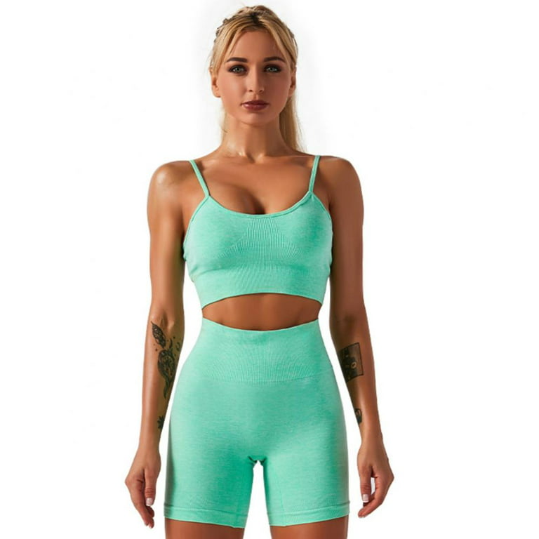 Women Sports Bra + Shorts Sets Quick-dry Yoga Running Fitness Bra and  Breathable Shorts Suits