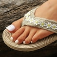 thumbnail image 6 of Mepaouo Women's Floral Flip Flops Open Toe Linen Slip on Slide Thong Sandal Summer Vacation Slippers, 6 of 8