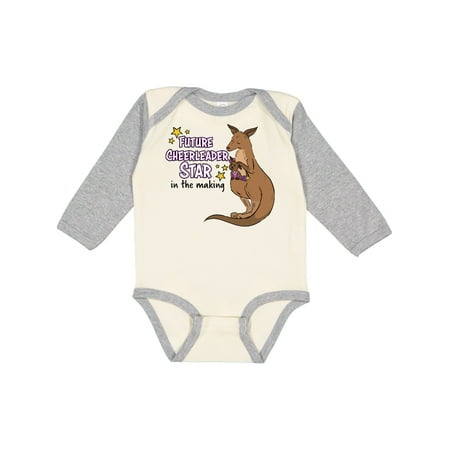 

Inktastic Future Cheerleader Star In The Making Kangaroo Gift Baby Boy or Baby Girl Long Sleeve Bodysuit
