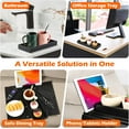 thumbnail image 4 of Joy&Grace Couch Arm Tray inMagnetic Detachable Sofa Arm Table with Phone and Tablet Holder Bamboo Couch Cup Holder Foldable Sofa Armrest Tray for Eating Drinks Phones (Natura, 4 of 5