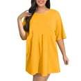 thumbnail image 2 of Robes Grande Taille, Robe Décontractée à Col Rond pour Femme de Couleur Unie, Tissu Doux en Fibre de Protéine de Lait pour le Confort, 2 of 7