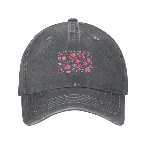 ZICANCN Watercolor Flower Leaves Adjustable Baseball Cap Women , Hats for Men Adult Washed Cotton Denim Baseball Caps Fashion Deep Heather