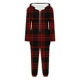 thumbnail image 6 of Checkered Flannel Onesie Pajamas for Women Fleece Fuzzy Sherpa Hooded One Piece Romper Warm Winter Loungewear Sleepwear, 6 of 6