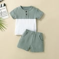 thumbnail image 2 of YunPes Baby Boy Summer Outfits Henley Shirt Soft Pocket Short Sleeve Tops & Shorts Sets Toddler 3 6 12 18 Months 2T Clothes, 2 of 9