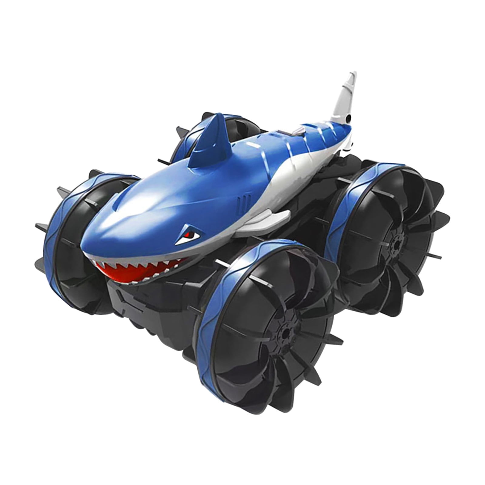 Blue Rc Stunt Car That Runs On Both Terrain And Water With Rechargeable Battery And Rubber Tires