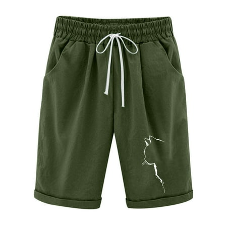 

Owordtank Womens Cotton Casual Pajama Shorts Print Summer Cargo Shorts