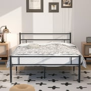 VECELO Full Size Metal/Platform Bed Frame , Box Spring Replacement w/ Headboard