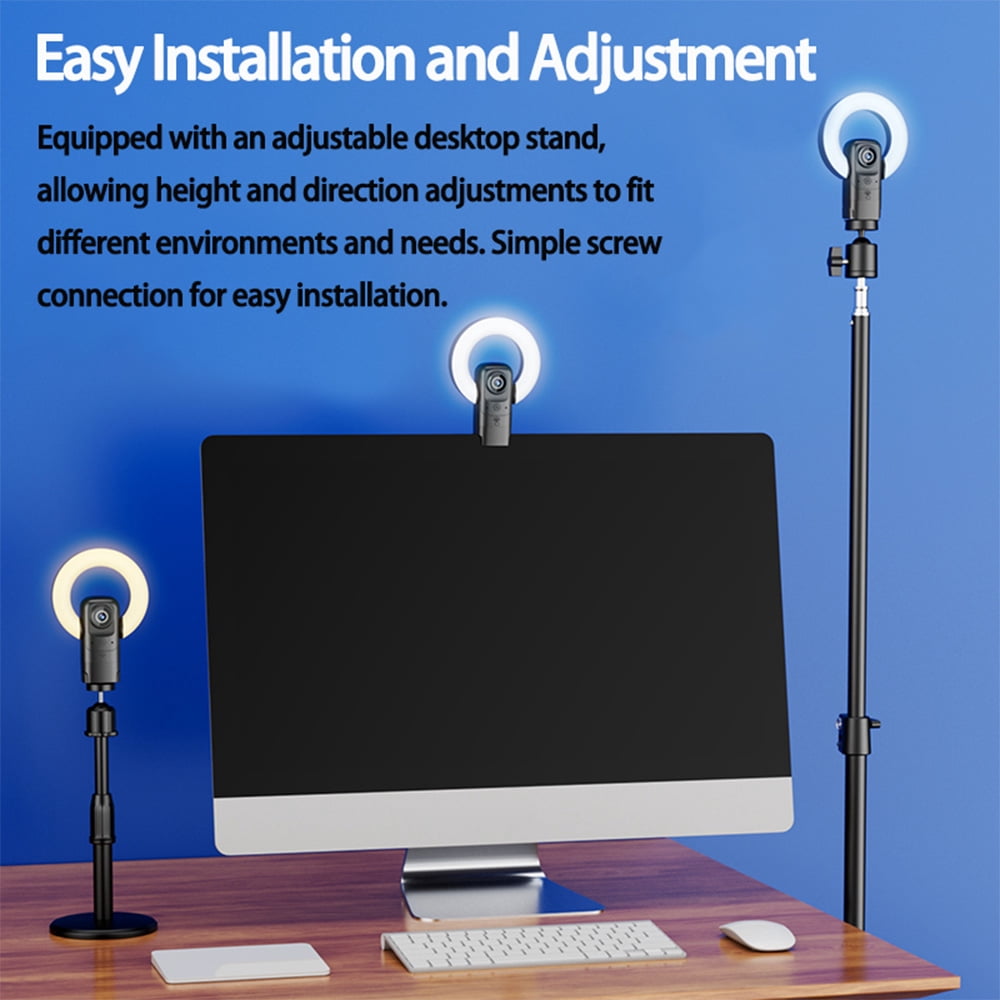 4K Webcam with AI Autofocus, Ring Light, Remote Control, Noise-Cancelling Mic for Streaming, Meetings, Classes