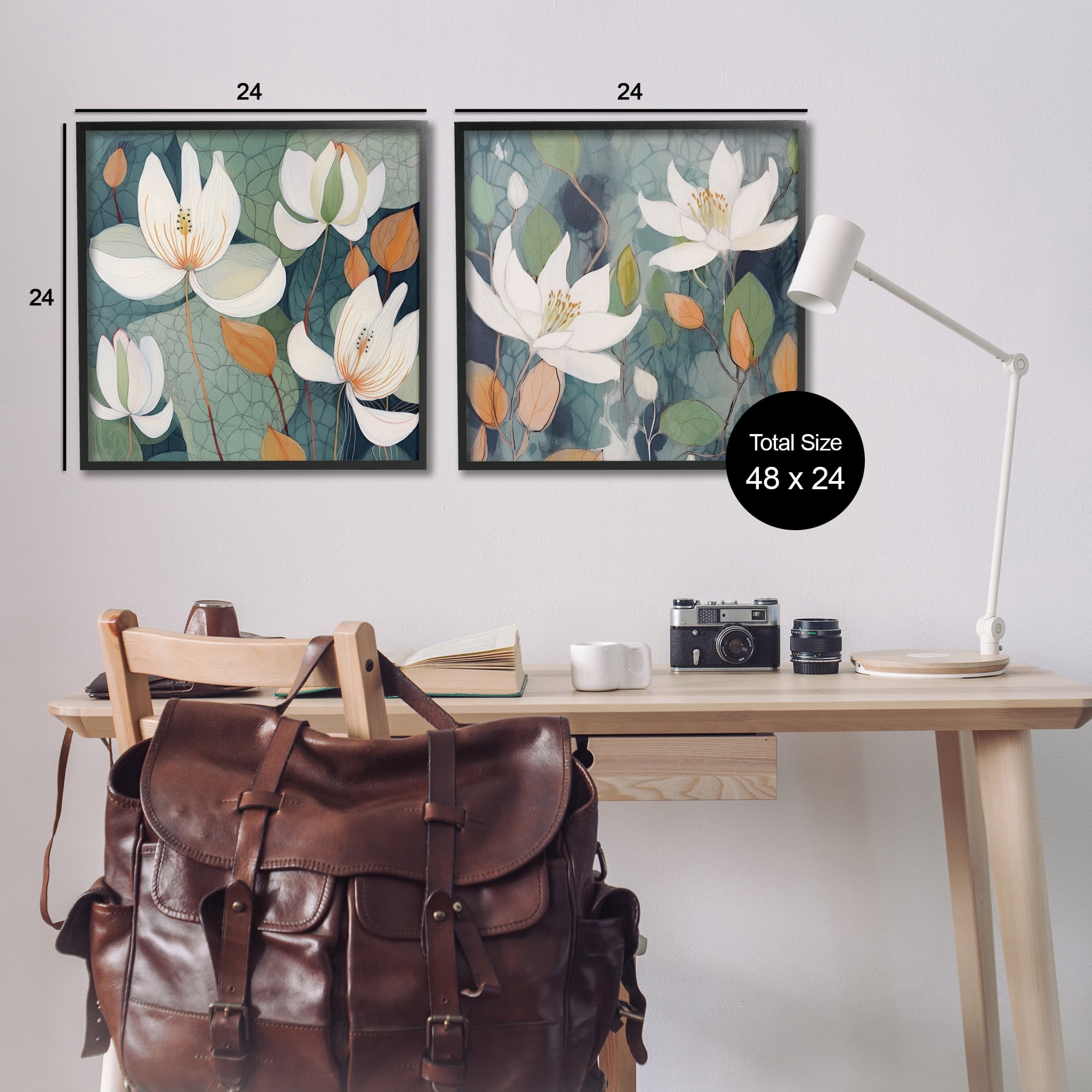 Stupell Industries Patterned Iris Blooms Botanical & Floral Painting Black Framed Art Print Wall Art, 24 x 24, Set of 2