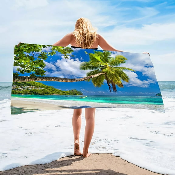 Fasiaou Beach Towel Oversized 40x80 Inch Striped Lightweight Quick Dry Soft Microfiber Pool Towel for Adults Men Women Swimming Travel Yoga Gym Sand Outdoor