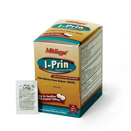 Medique I-Prin Pain Relief Tablets Ibuprofen 200 mg. - Pack of 200