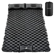 Double Camping Sleeping Pad with Air Pillow 2 Person Inflatable Mat Air Mattress Ultralight for Tent Outdoor Backpacking Traveling Hiking Picnic, Black (Clearance Sales)