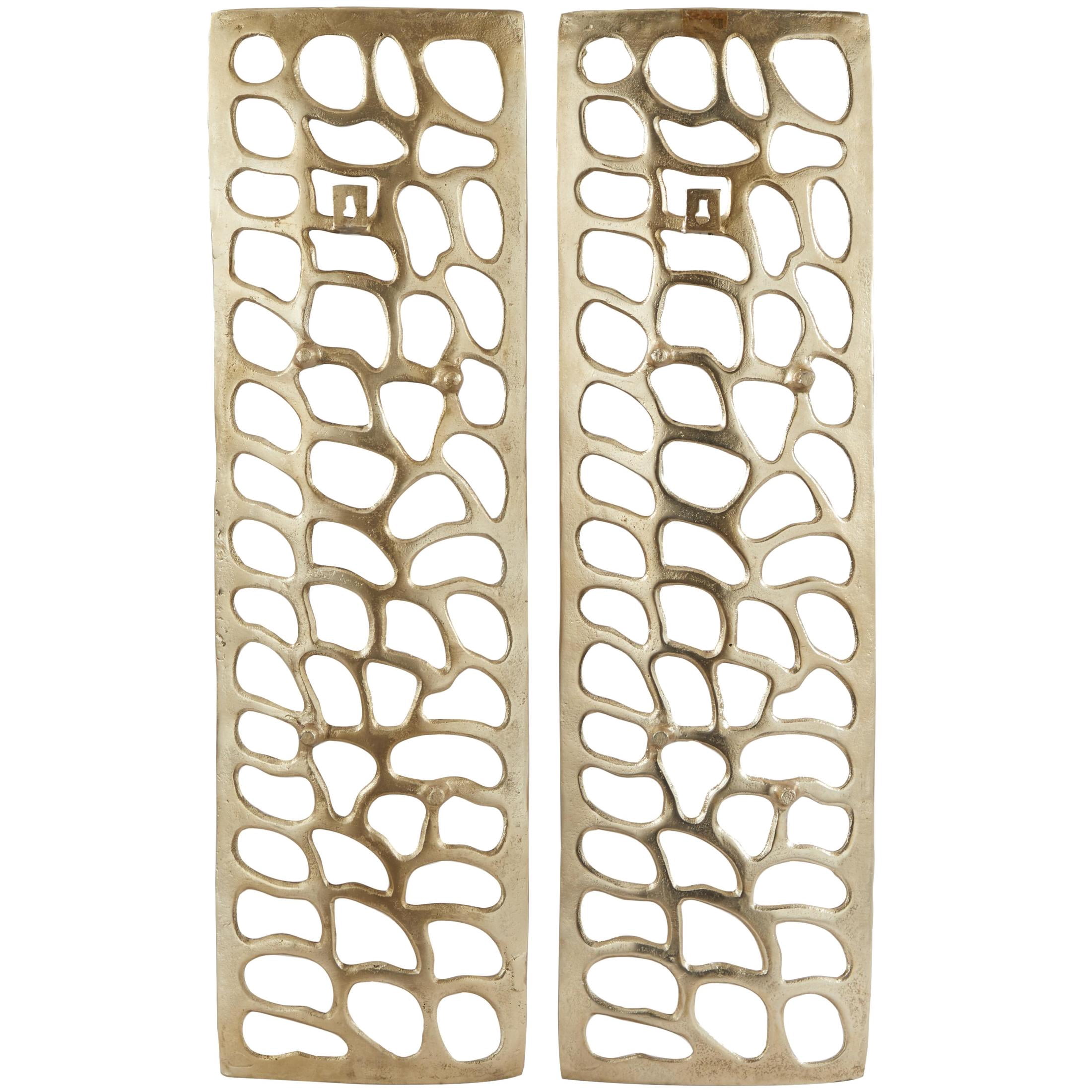 DecMode Gold Aluminum Metal Cutouts Abstract Wall Decor (2 Count)