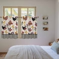 thumbnail image 3 of Farmhouse Rooster Kitchen Curtains 45 Inch Length, Vintage Watercolor Flowers Black Plaid Tiers Curtains for Bathroom Bedroom Cafe, Light Filtering Small Window Treatment Drapes 2 Panels 42"Wx45"L, 3 of 8