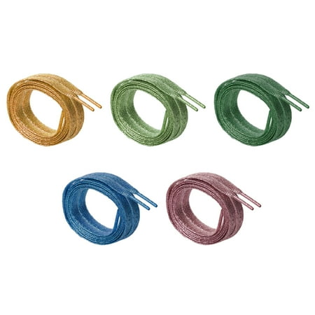 

5 Pairs of 110cm Shoelace Pearlescent Sneakers Shoelaces Shimmer Colorful Shoe Tie (Light Gold Emerald Green Light Green Grass Green Pink)