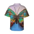 thumbnail image 4 of Xecao Oil Painting Beautiful Butterfly print Hawaiian shirt - a stylish short-sleeve button-down for men, perfect for casual beach and tropical outings., 4 of 9