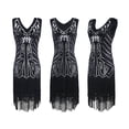 thumbnail image 1 of Vestido vintage de los años 20 con borlas y lentejuelas, vestido con borlas y cuentas, vestido para fiesta y cena, 1 of 3