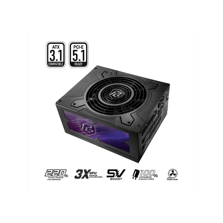 ASRock PG-1300G 1300 W ATX3.1 & PCIe5.1 80 PLUS GOLD Certified Full Modular Power Supply