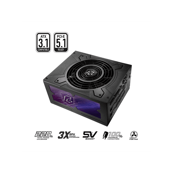 ASRock PG-1300G 1300 W ATX3.1 & PCIe5.1 80 PLUS GOLD Certified Full Modular Power Supply