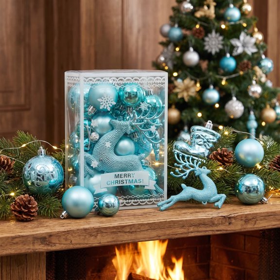 Christmas Bright Ball Ornaments for Xmas Tree Decorations Xmas Tree Hanging Ball, Shatterproof Christmas Decorations Tree Balls Set for Xmas Holiday Wedding Party