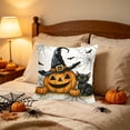 thumbnail image 5 of Halloween Ghost Pumpkin Pillow Cover, Black Cat Print, 18x18 Soft Cushion Case, Hidden Zipper, Fall Thanksgiving Decor for Sofa Home by MPOISVA, 5 of 7