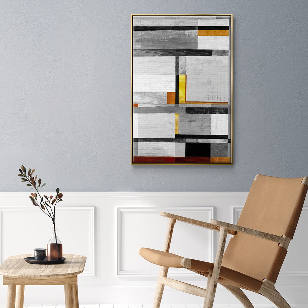 Retro Spectrum V7 Framed Premium Gallery Wrapped Canvas - Ready to Hang - 17 x 25 - Gold Floating Frame