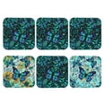 thumbnail image 2 of Balery 6 Pcs Blue Floral With Butterfliesleather Coasters Set, Drink Table Cup Coasters For Living Room Kitchen Coffee Decor, 2 of 9