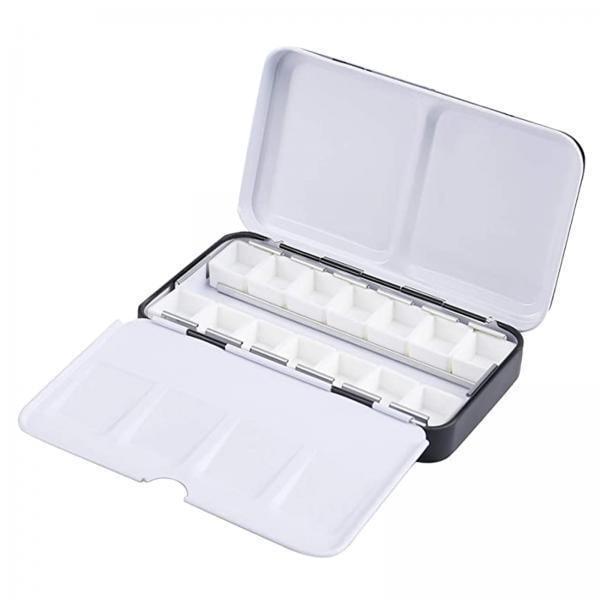 2x Bandeja de Pintura Vacía de de Acuare, Caseta de Estaño de Almacenamiento de Acuare de Viaje, 14 Pozos Plegable para Artistas Zulema Bandeja de pinturas de acuarela